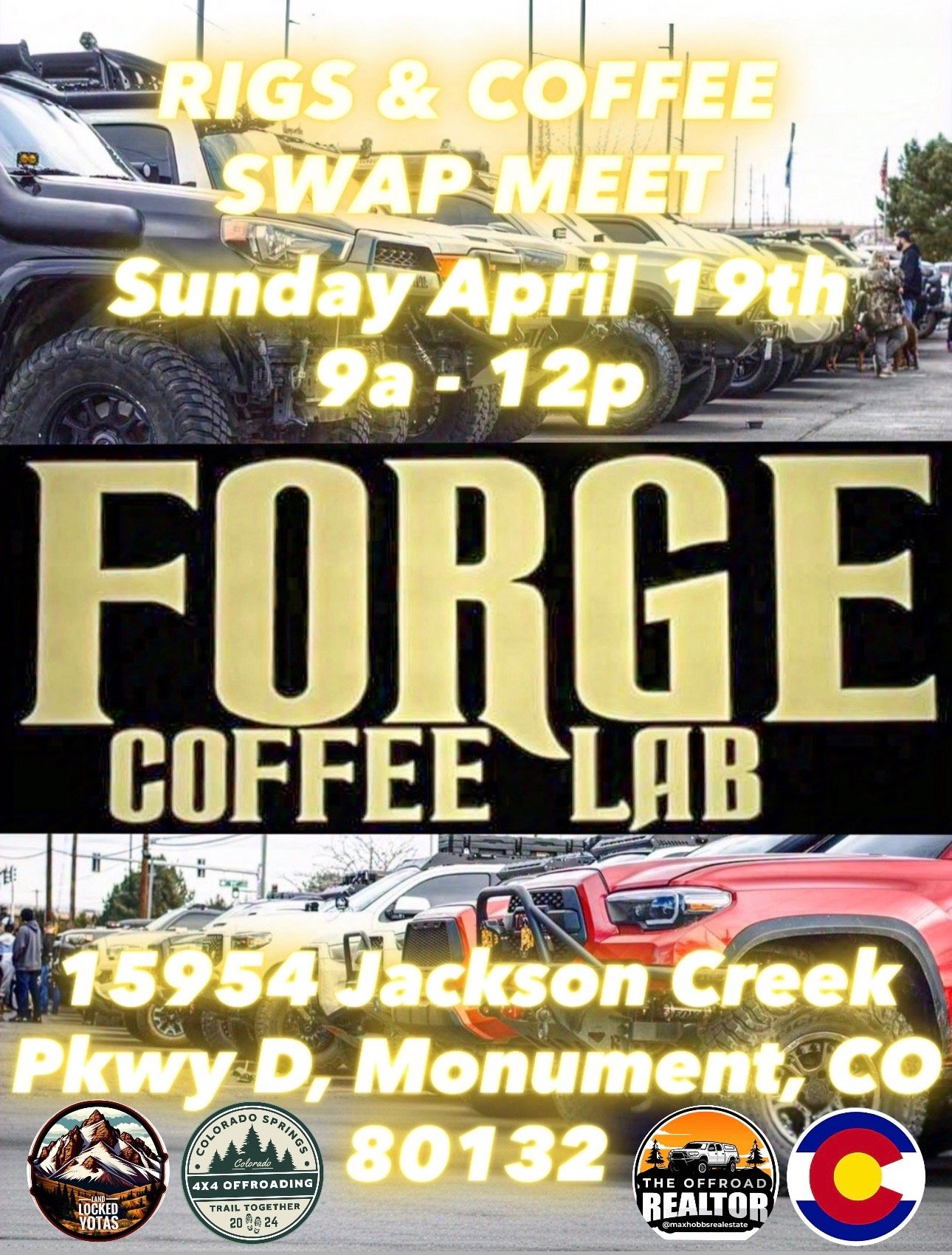 This Sunday 9am-12pm - Rigs &amp; Coffee Swap Meet!

Check out @land_locked_yotas for more info.