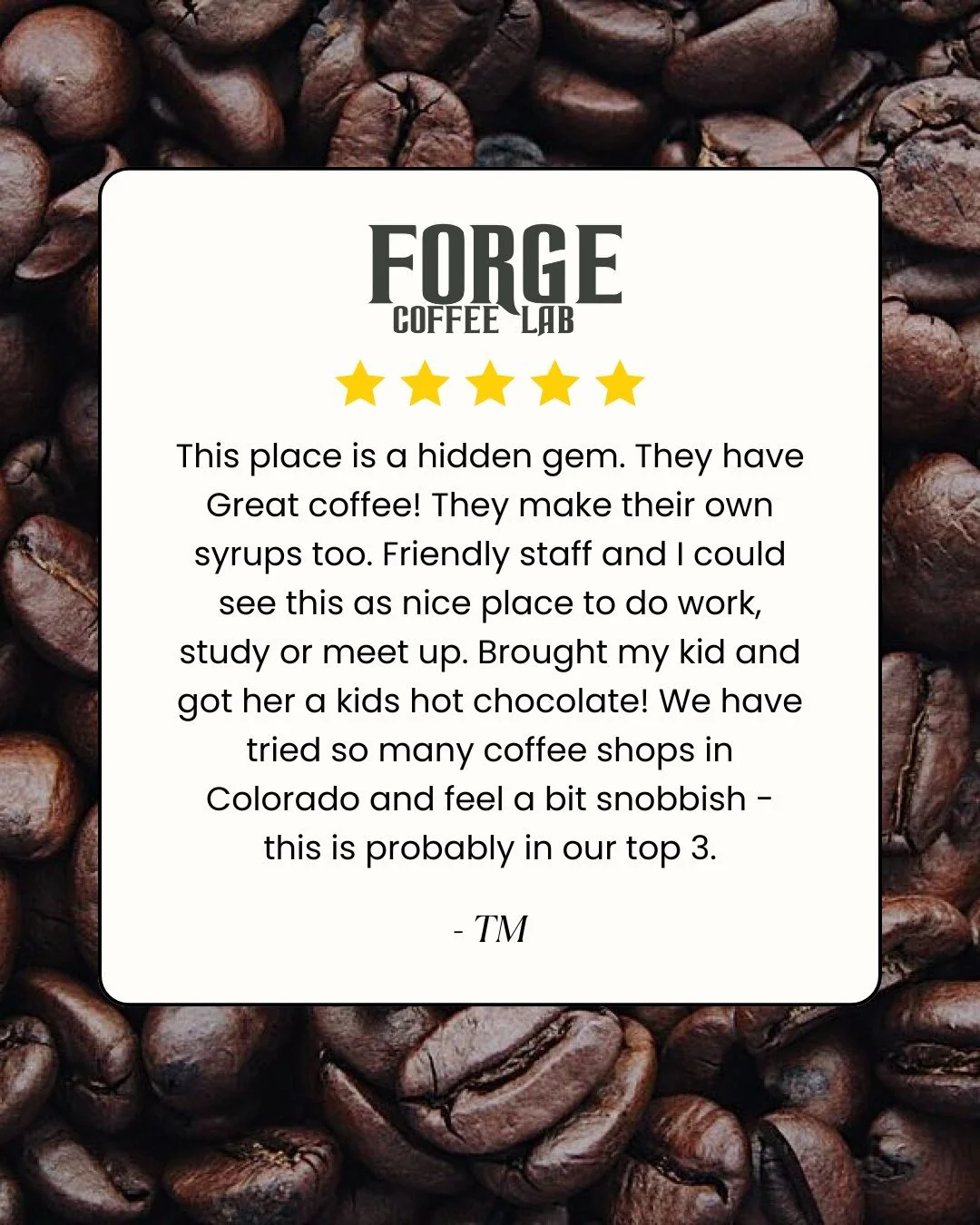 Thank you for checking us out, TM! ☕️