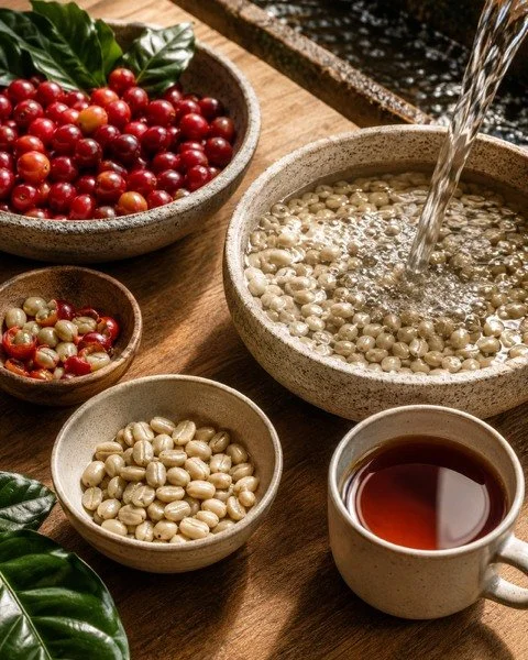 What does &ldquo;washed&rdquo; mean in coffee?

Washed coffee is all about clarity.
After the coffee cherries are harvested, the fruit is removed from the bean pretty quickly. Then water and fermentation help remove the sticky layer, called mucilage,