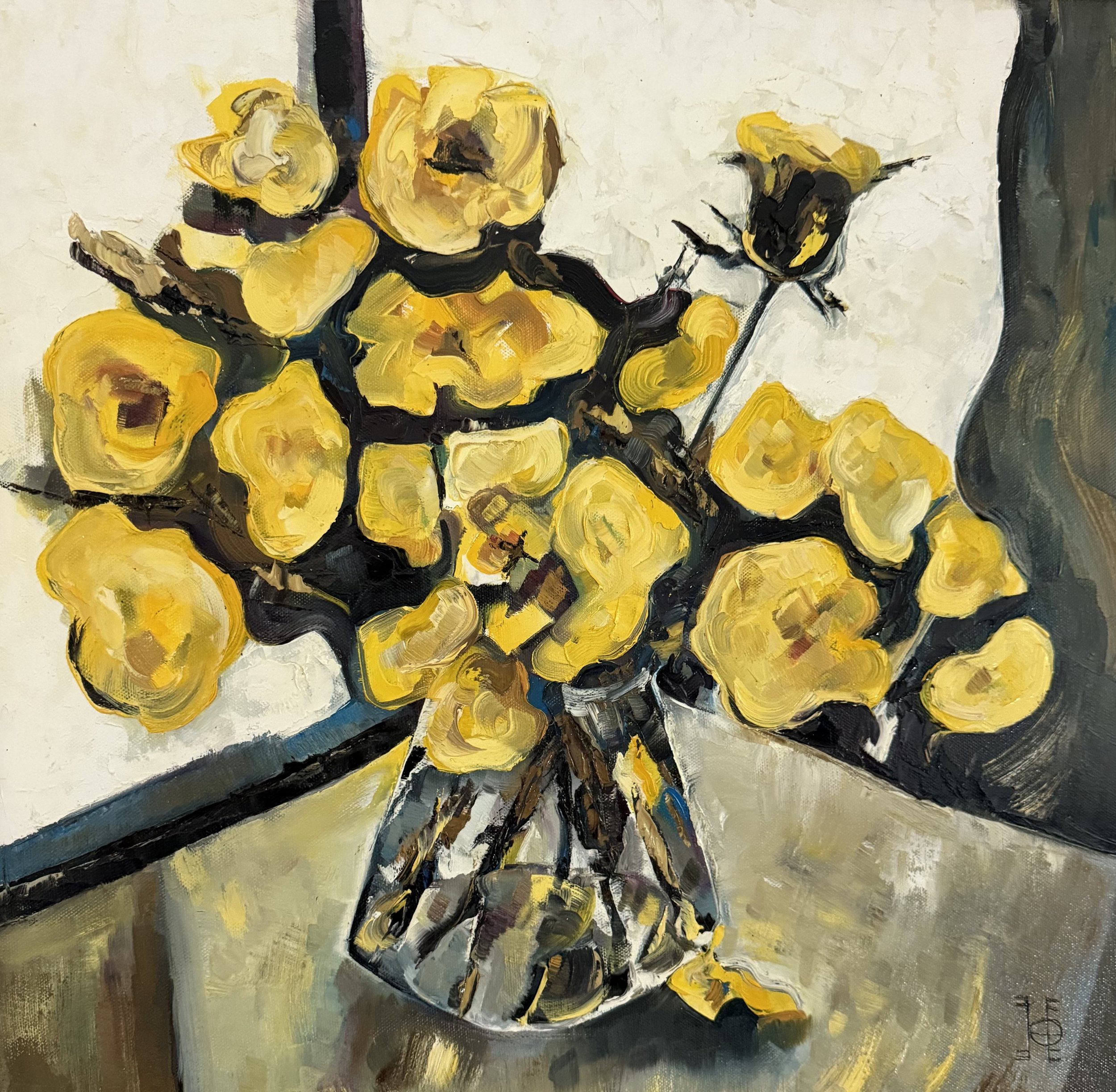 20"x"20" "Yellow roses"