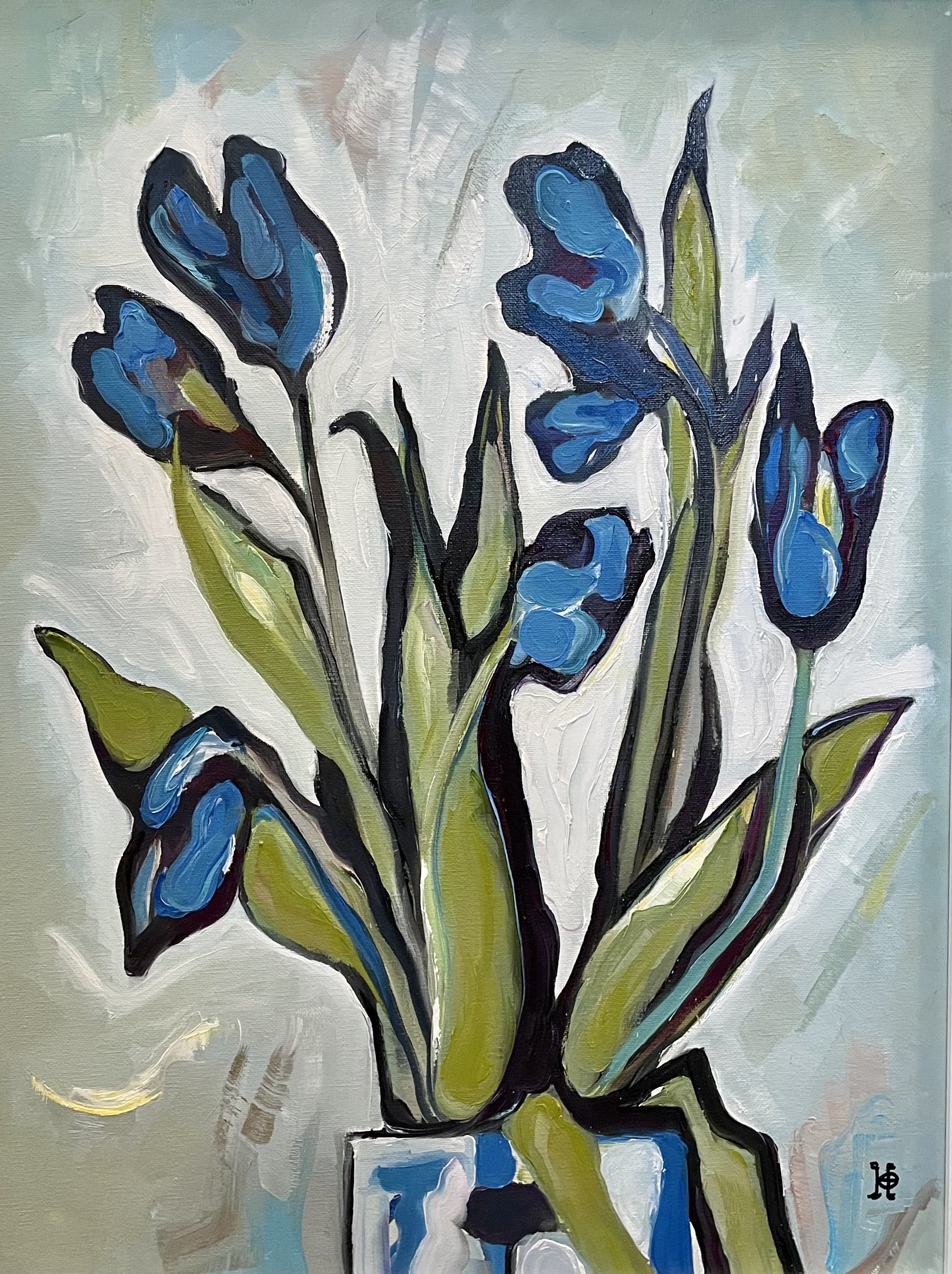 18"x24" "Blue Tulips"