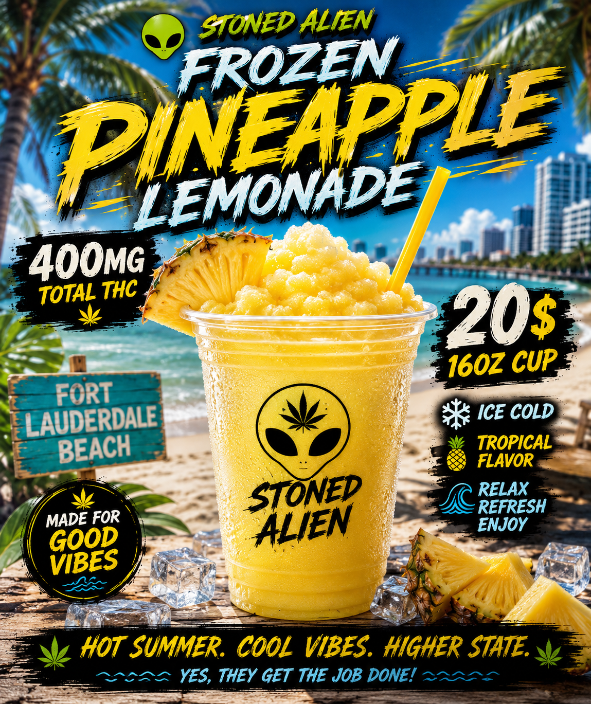 Infused Frozen Pineapple Lemonade 16oz Drink 400mg