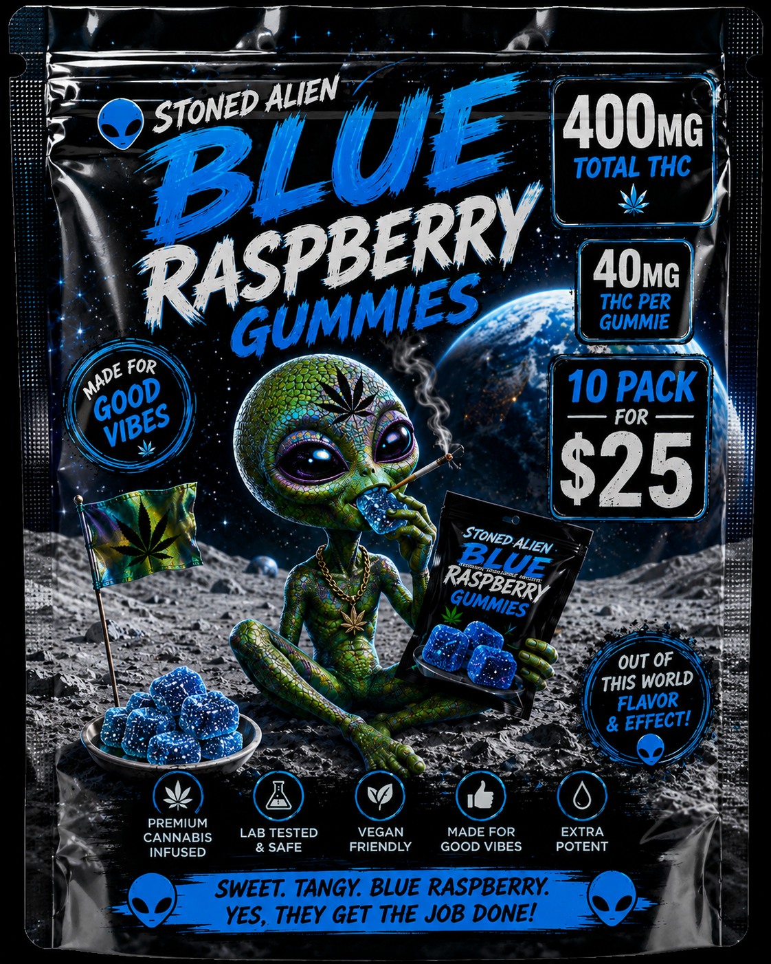 Blue Raspberry Gummies 400mg (10) Pack