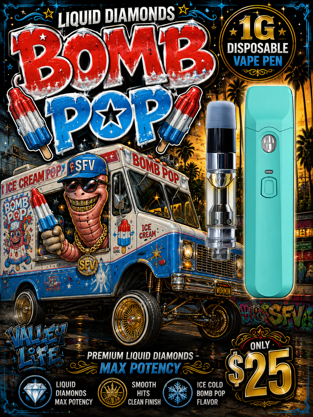 Bomb Pop Liquid Diamonds vape 1G