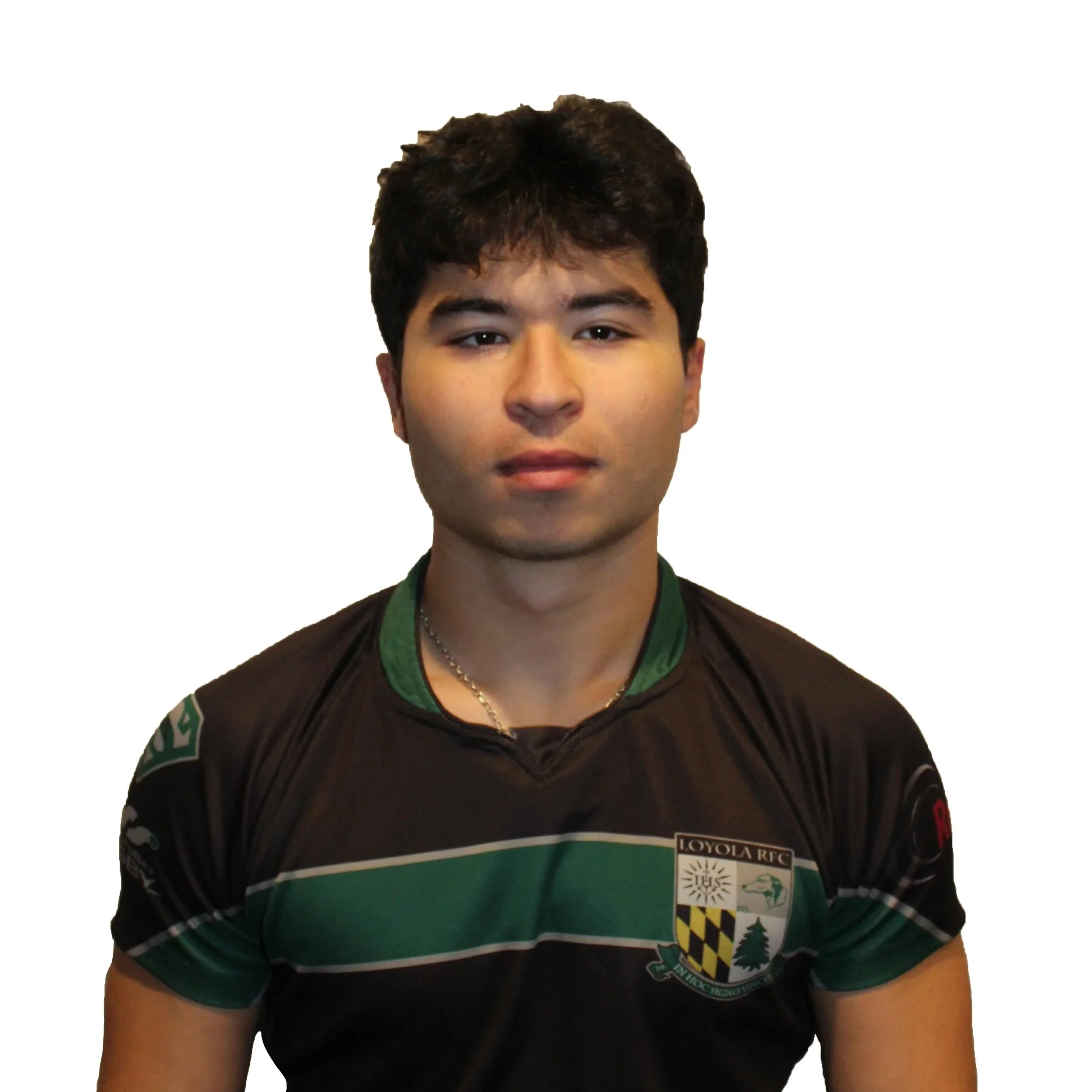 Person wearing rugby shirt with Loyola logo
