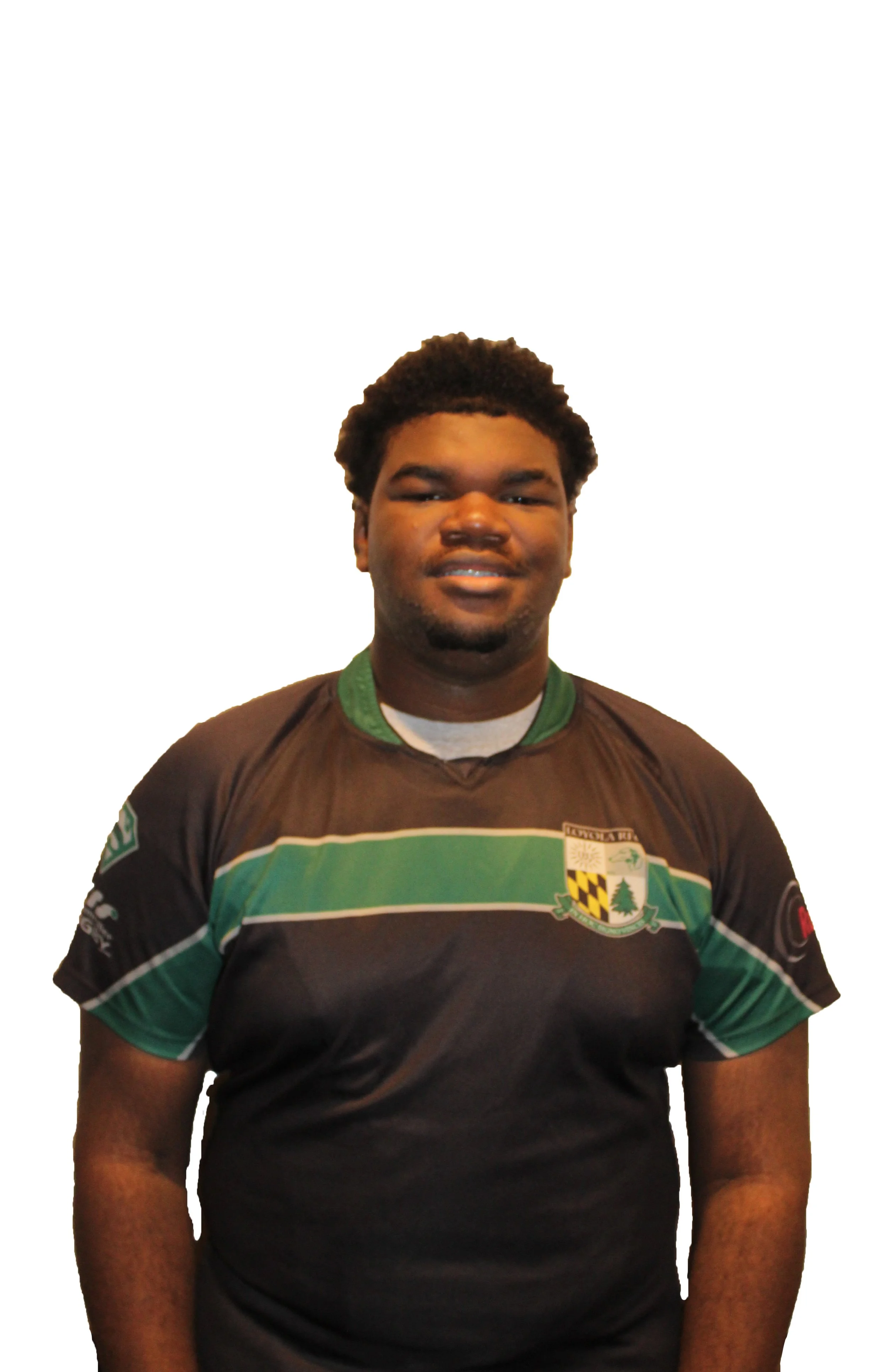Young man wearing a Loyola RFC rugby jersey standing against a plain background.