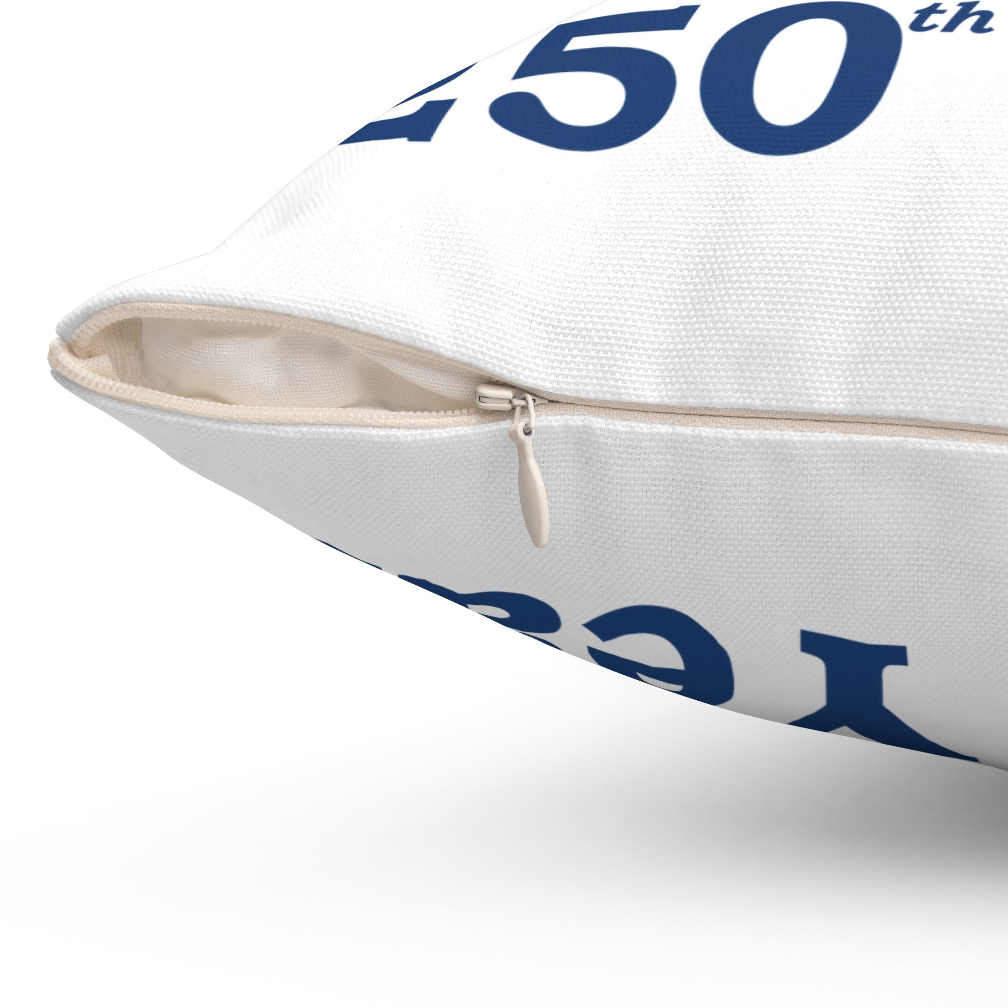 The USA 250th year pillow is shown with its zipper partly open