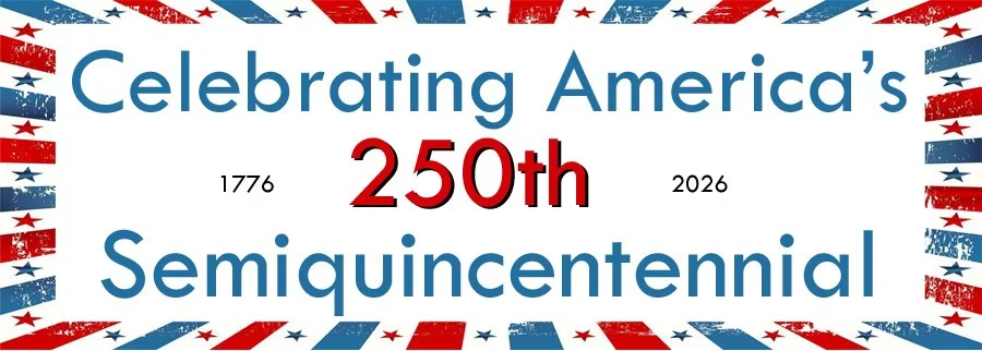 Red, white, and blue banner celebrating Americas 250th Semiquincentennial 1776 - 2026
