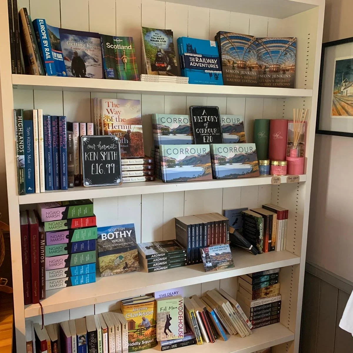 We love knowing where our books travel to and it seems fitting to find a little Eland display at the remote Corrour Station House against the stunning background of the West Highlands, accessible only by train or a twenty mile walk. For more about th