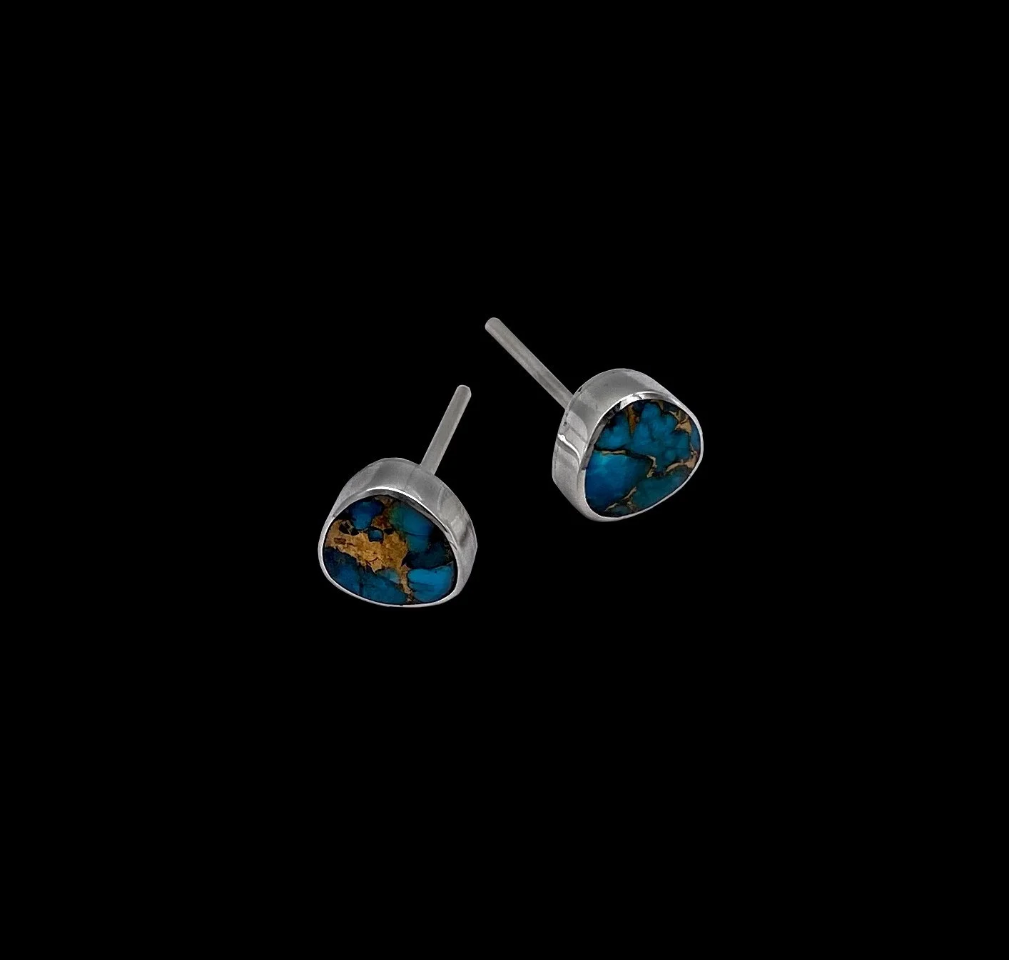 Small delicate earrings, perfect for everyday look. Because of uncommon fresh design with compressed bronze and turquoise, also could be perfect addition to your evening outfit.