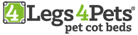 4Legs4Pets elevated dog cot beds logo used in place training