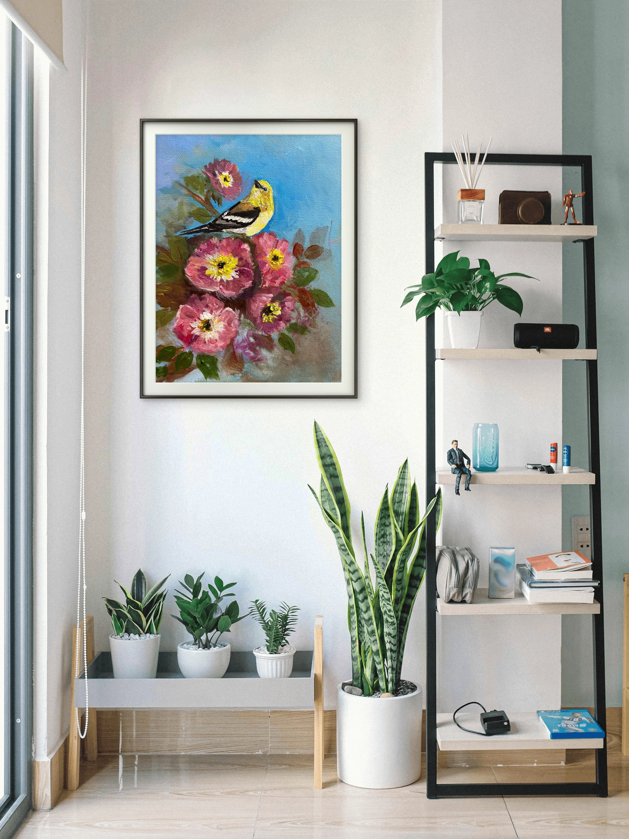 American Goldfinch on Pink Camellias Mockup.jpeg