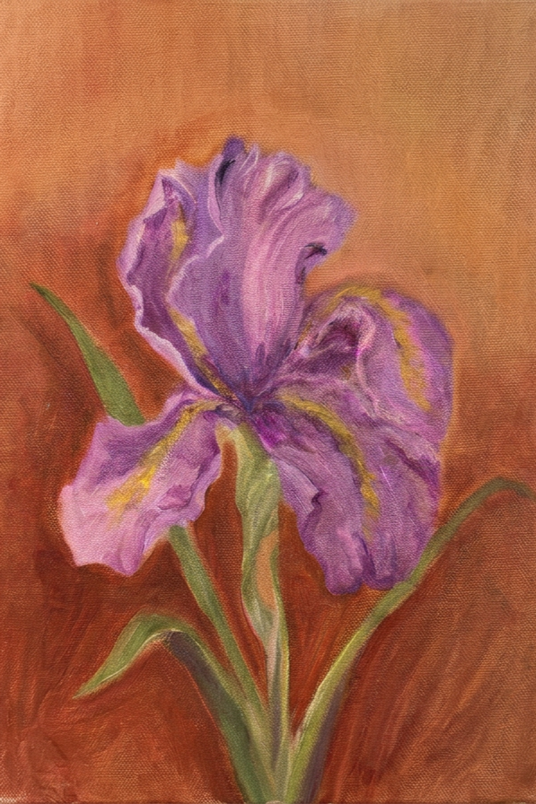 Iris Wears Purple: Impressionistic Acrylic Iris Painting