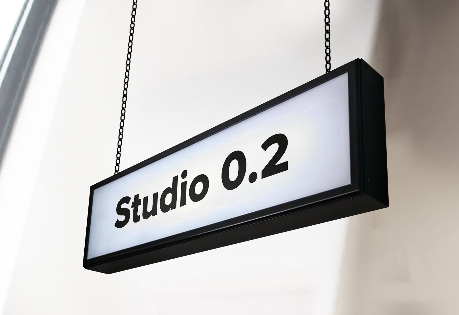 Ceiling Mounted Lightbox Sign with a Black frame