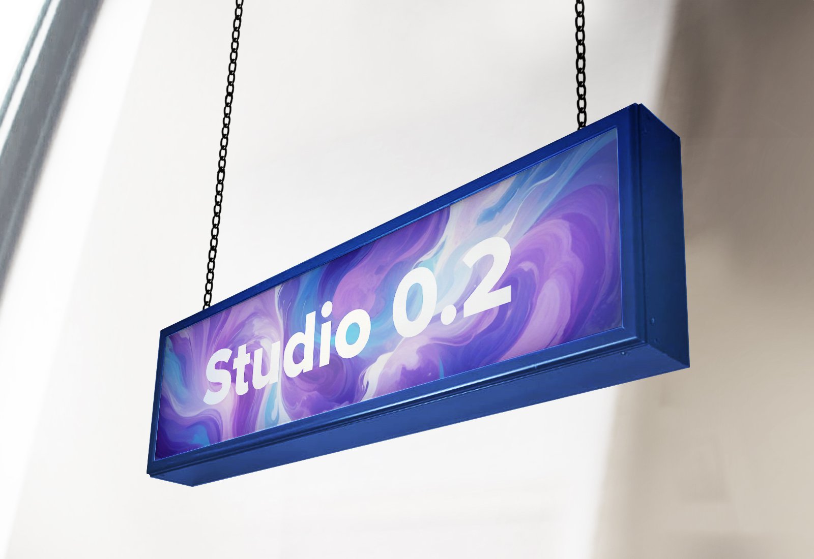 Ceiling Mounted Lightbox Sign with custom colour frame