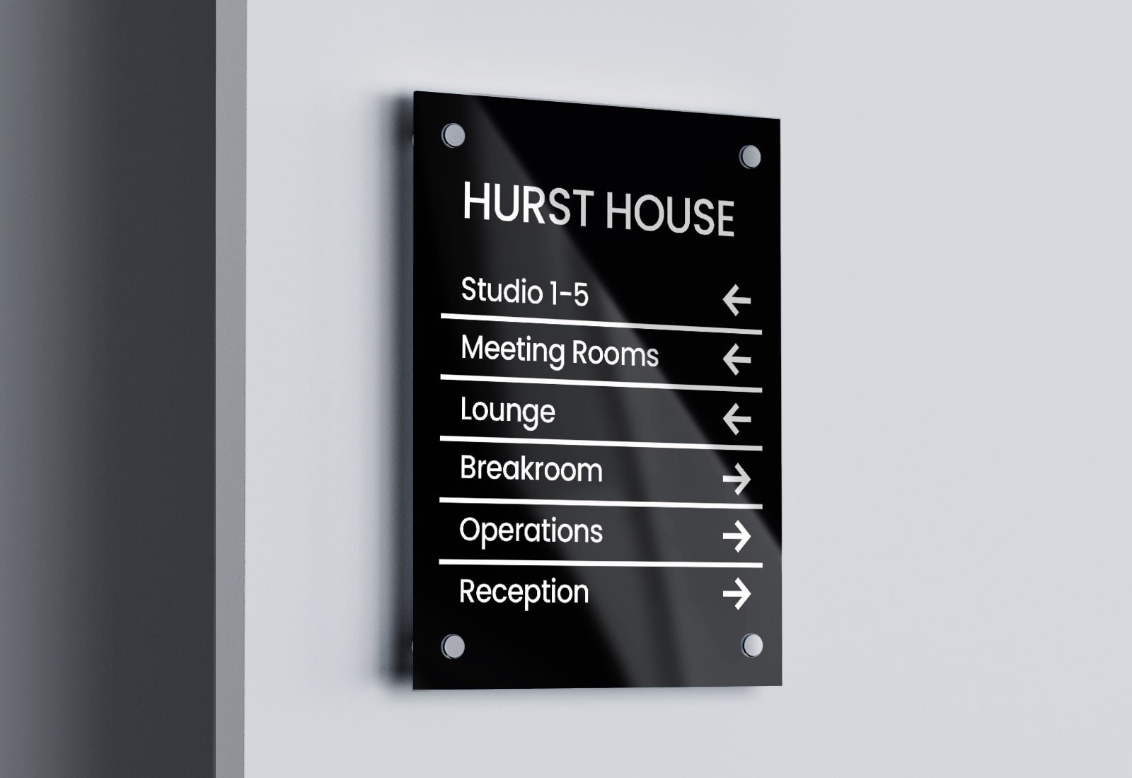 Black Gloss Acrylic Directory Board Sign