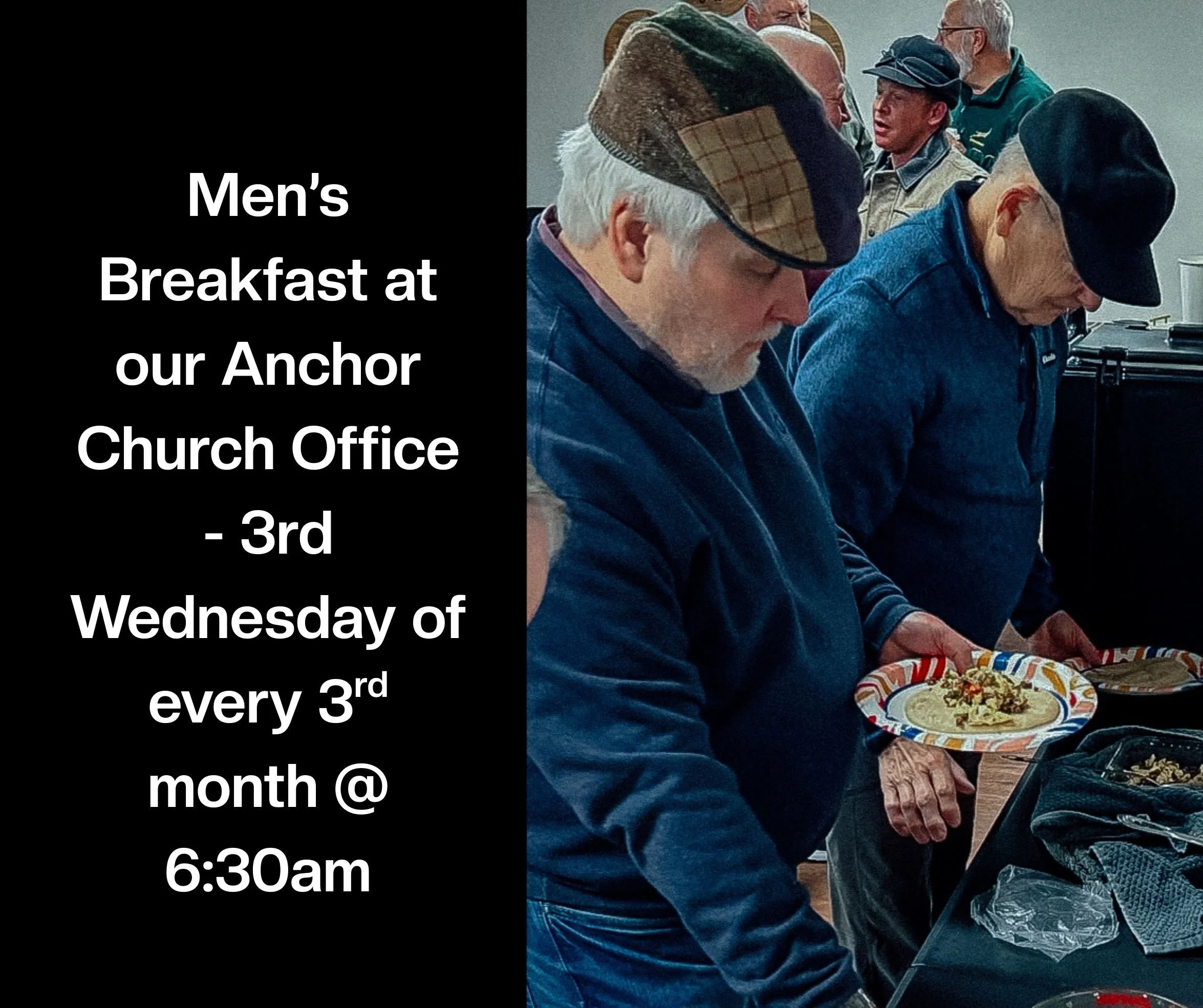 Men, join us for breakfast, fellowship, and a time of encouragement in faith and life! Meeting every third Wednesday of every 3rd month starting in September. 