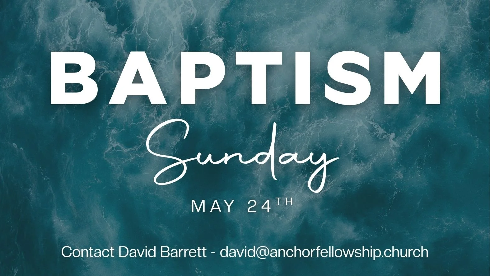 May 24th is Baptism Sunday, and we’re excited to celebrate lives being changed through faith in Christ! If you are interested in taking the next step through baptism, we would love to hear from you. Please email Pastor David for more information!