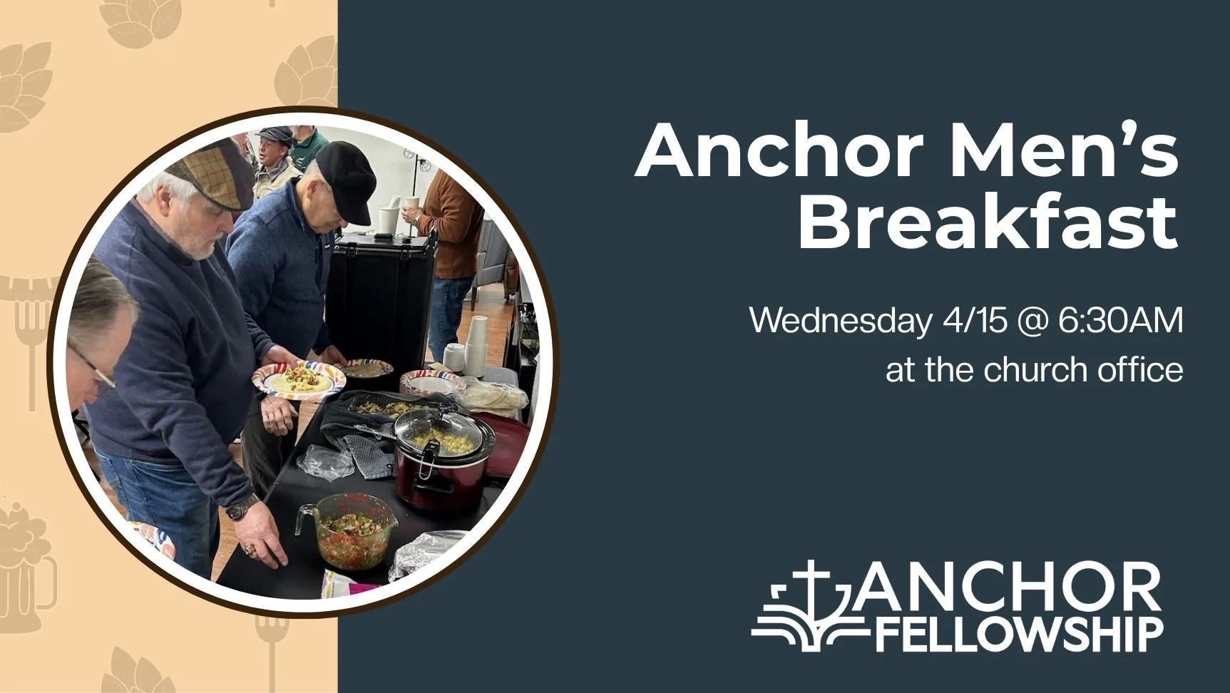Men, join us for breakfast, fellowship, and a time of encouragement in faith and life! Meeting every third Wednesday of every 3rd month starting in September. 