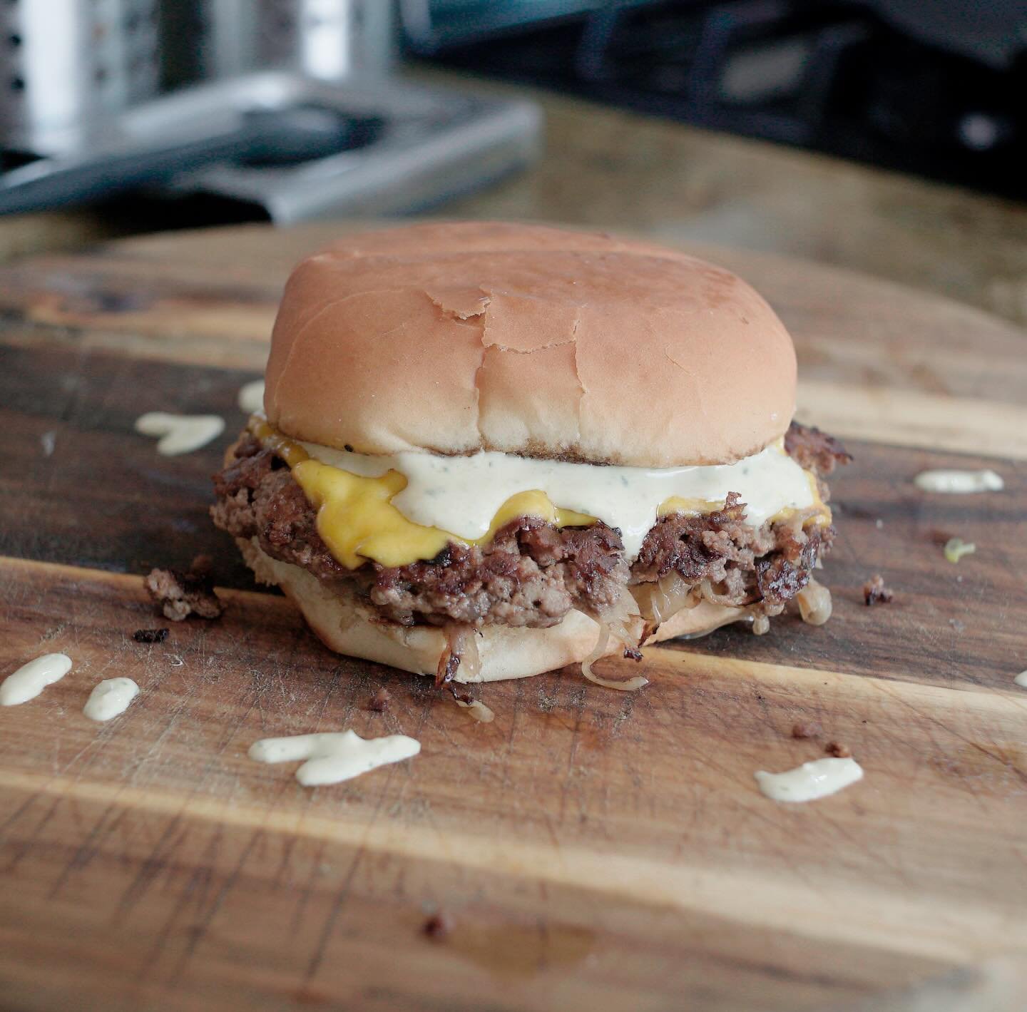 Summer is upon us, how about you start stocking up on our popular Jalape&ntilde;o Crema. This makes a quick and easy perfect sauce to go with that delicious burger! #smashburgers #smashburger #burgers #burger #cheeseburgers #cheeseburger #smashcheese