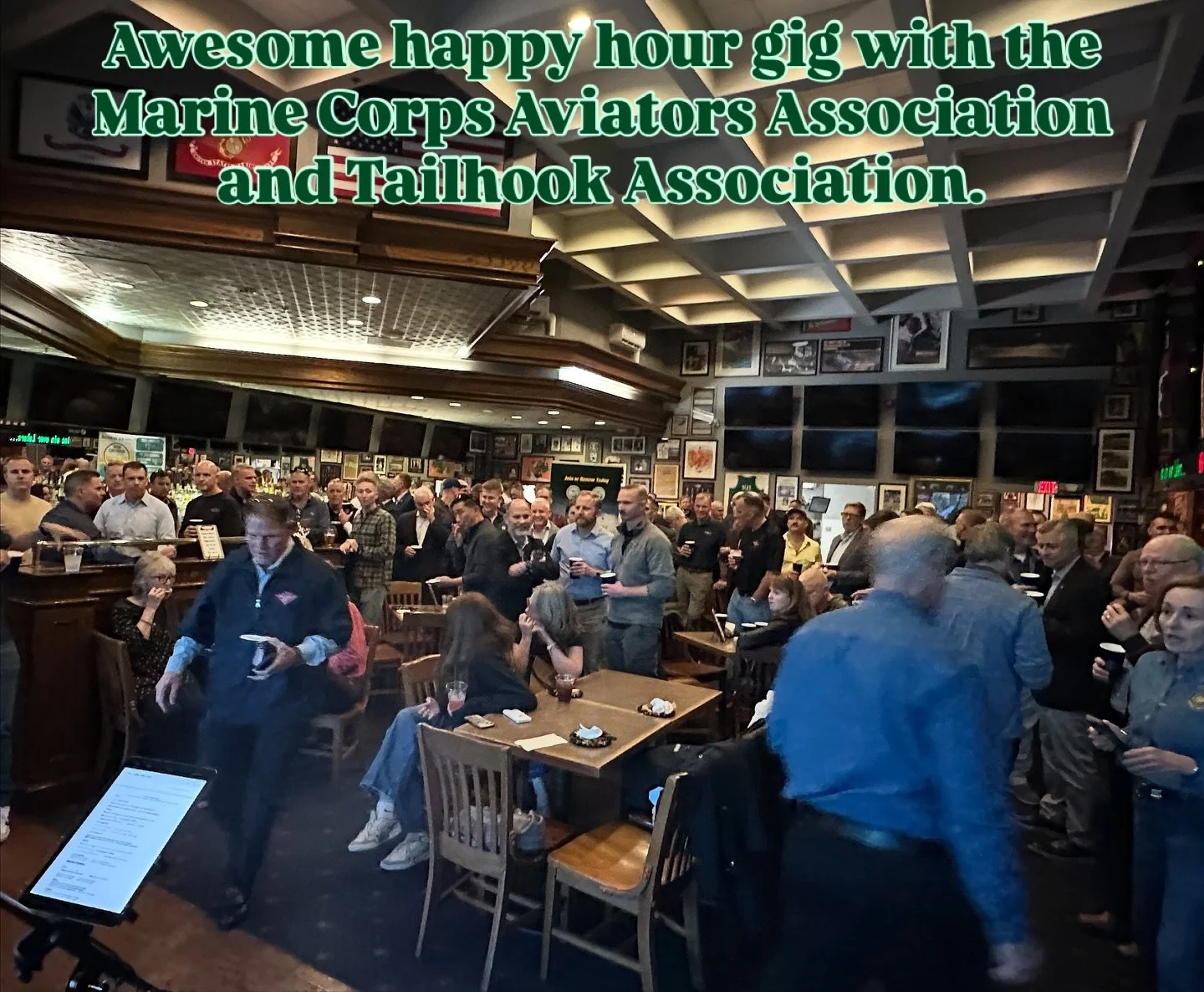 Planning a happy hour, holiday gathering, or cocktail party? Let Monday @ Larry&rsquo;s bring the music! Many thanks to the @mcaa_hq and @tailhookassociation for inviting us to be a part of your joint happy hour at @ccsportspub!