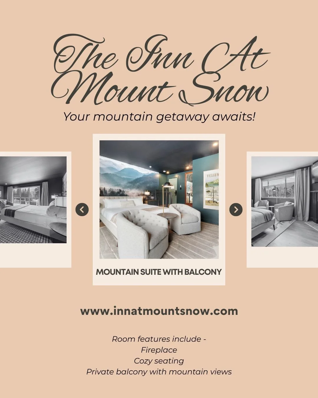 Your mountain getaway awaits✨

Choose from our many room types &amp; plan your vacation today!

www.innatmountsnow.com

#mountaingetaway #staycation #vermont #vermonthotel #innatmountsnow #vermontinn #mountainsuite #balcony #fireplace #vermonttravel 