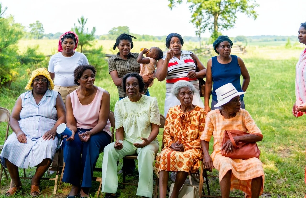 Front Row: Adella Boyd Smith, Ruby McRath Boyd, Elma Boyd, Julia Boyd Sistrunk. Maude Boyd Anderson; Back Row: Victoria Sistrunk Allen, Maudie Sistrunk, Margaret Boyd Jones, Claudia Sistrunk Russell
