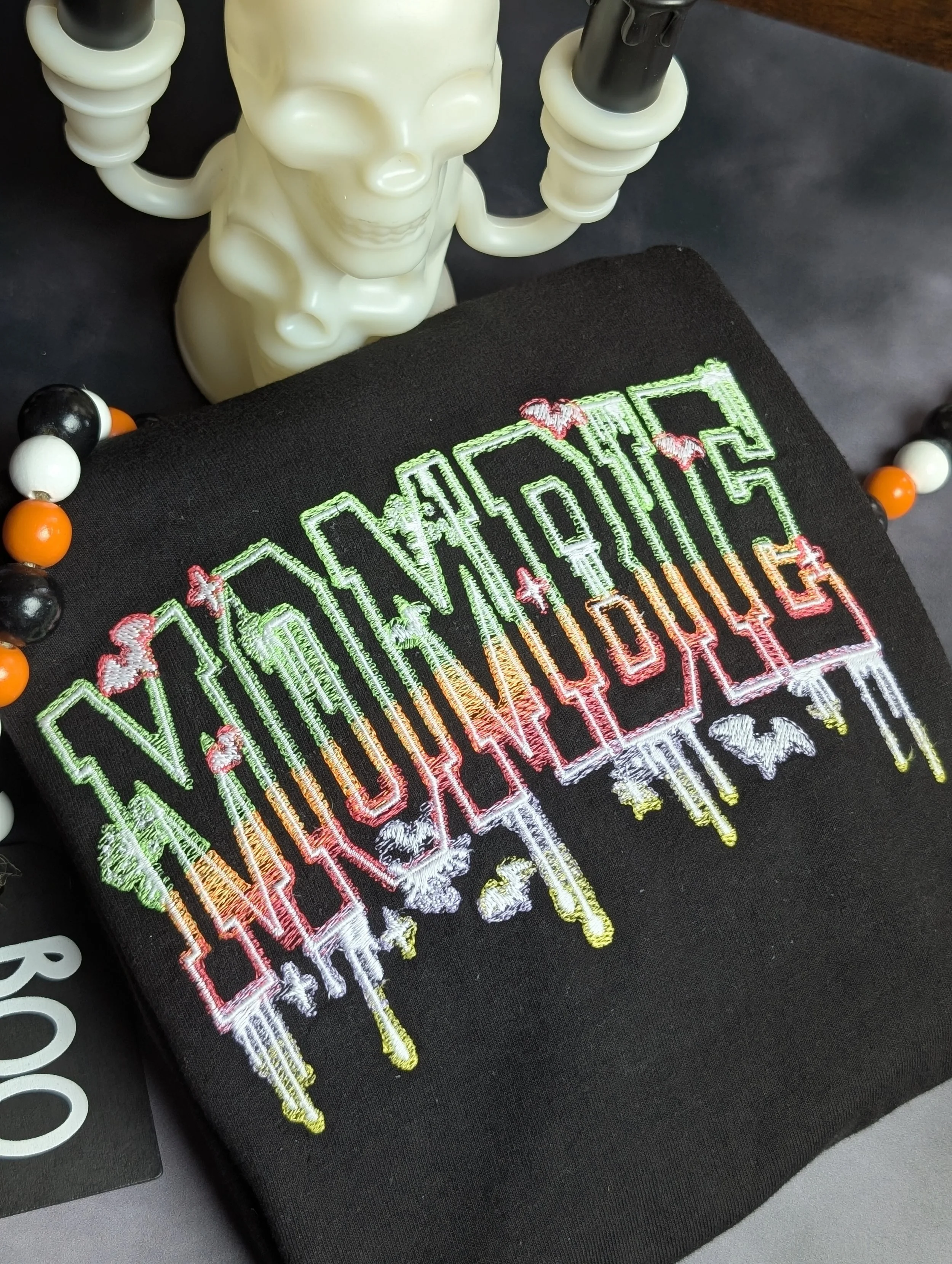Glow in the Dark Mombie Embroidered Shirt – Funny Halloween Mom T-Shirt, Sweatshirt or Hoodie, Comfort Colors Premium Fall Apparel, Cozy