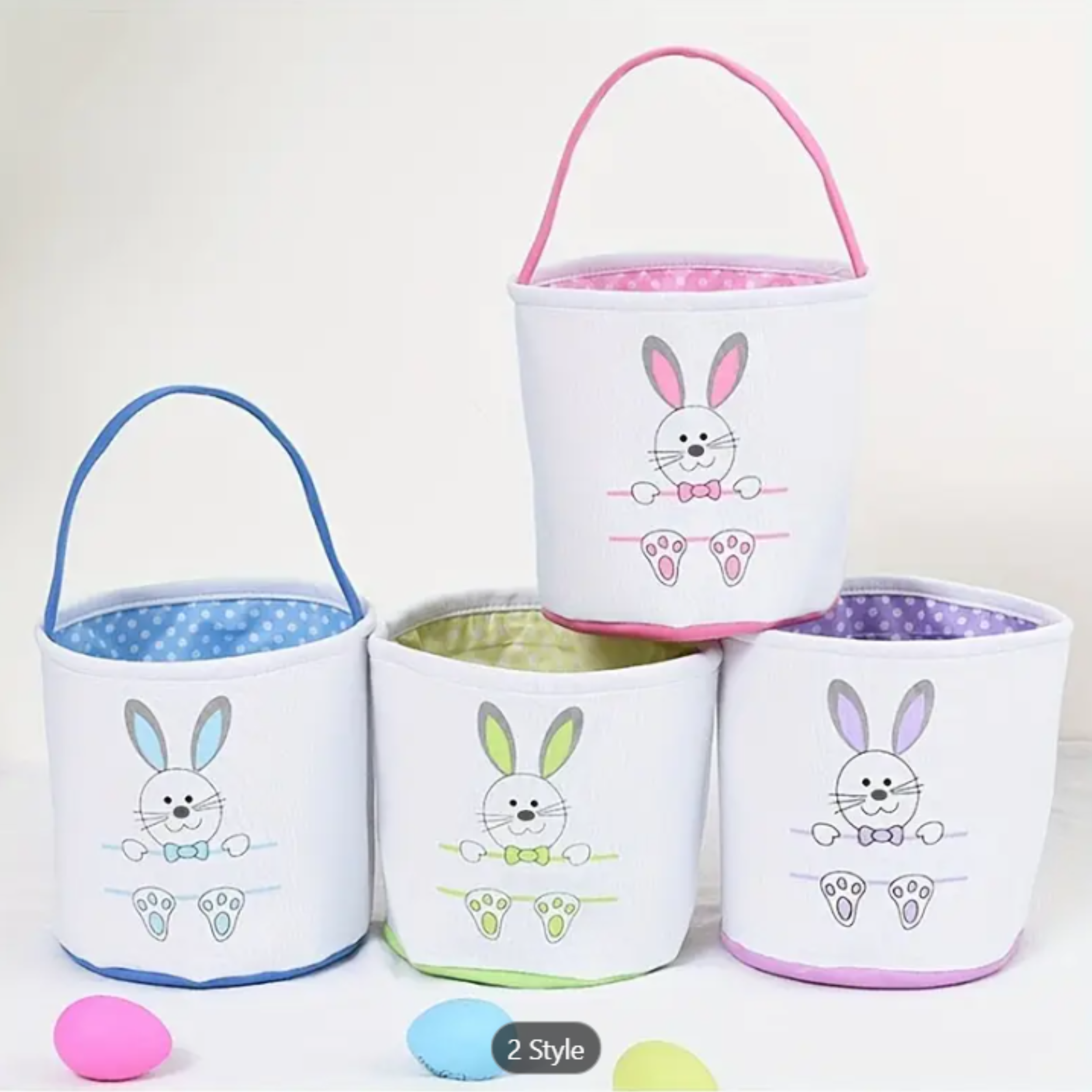 Easter Bunny Canvas Bags with Embroidery Personalization