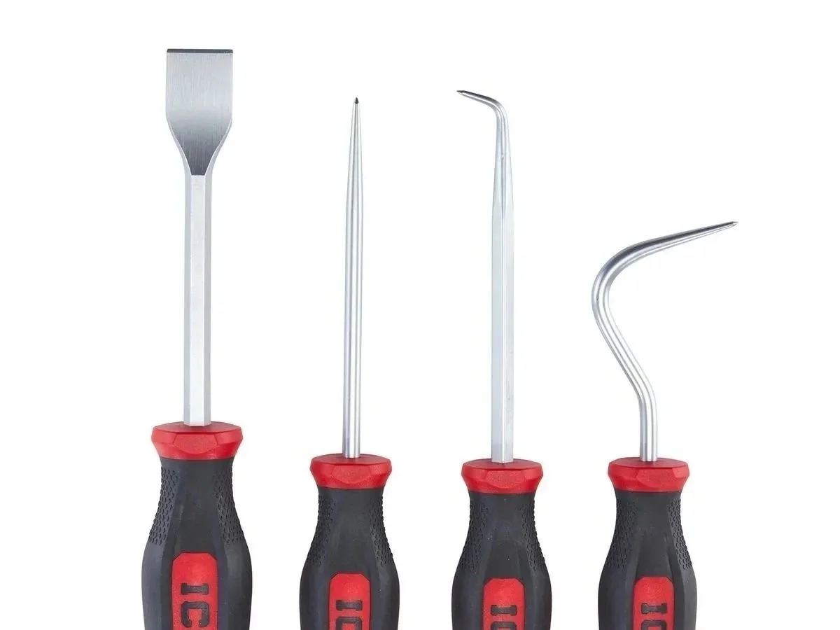 Scraper Set - 

The flat one is my most-used tool. It scrapes, chisels, and pries things open. The rest are for the hard-to-reach spots.