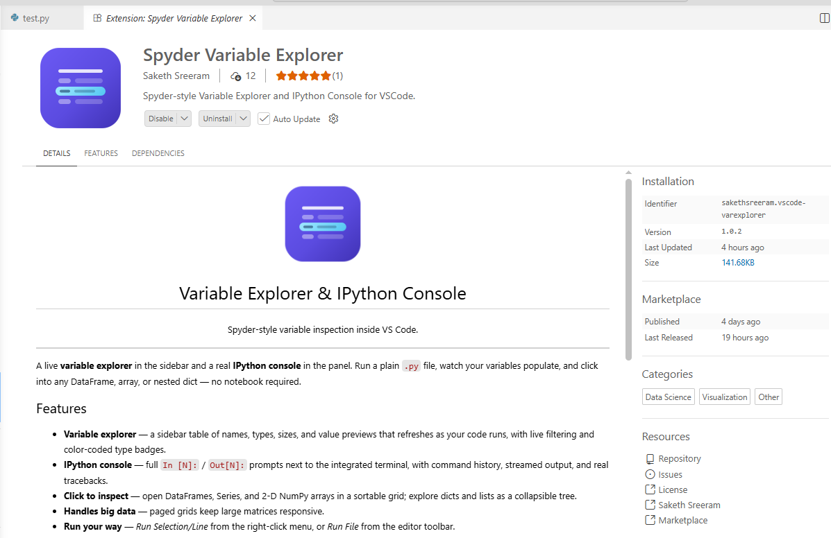Install the Spyder Variable Explorer extension by Saketh Sreeram in VSCode.