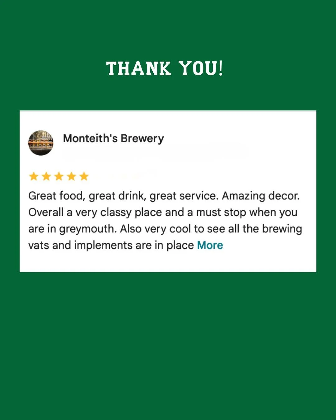 Feedback like this is why we do what we do ✨ Thank you for the wonderful review and for taking the time to notice the details &mdash; the food, drinks, service, and the craft that goes into our space here in Greymouth.