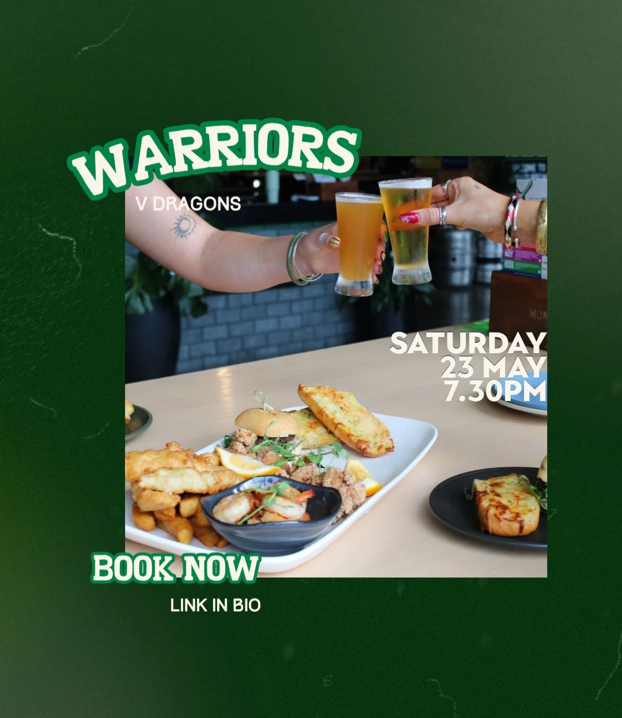 🍔🍺 🏉  Cold beers, stacked burgers, live Warriors action on the big screen, and zero dishes to wash afterwards! 

Settle in for the perfect game-day session at the brewery.