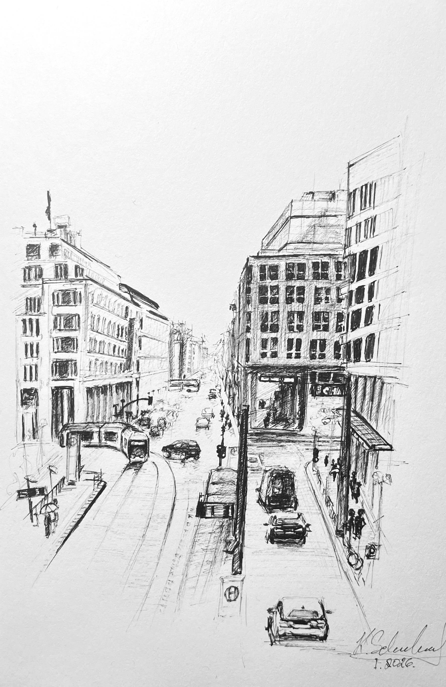 Drwaing Berlin Friedrichstraße