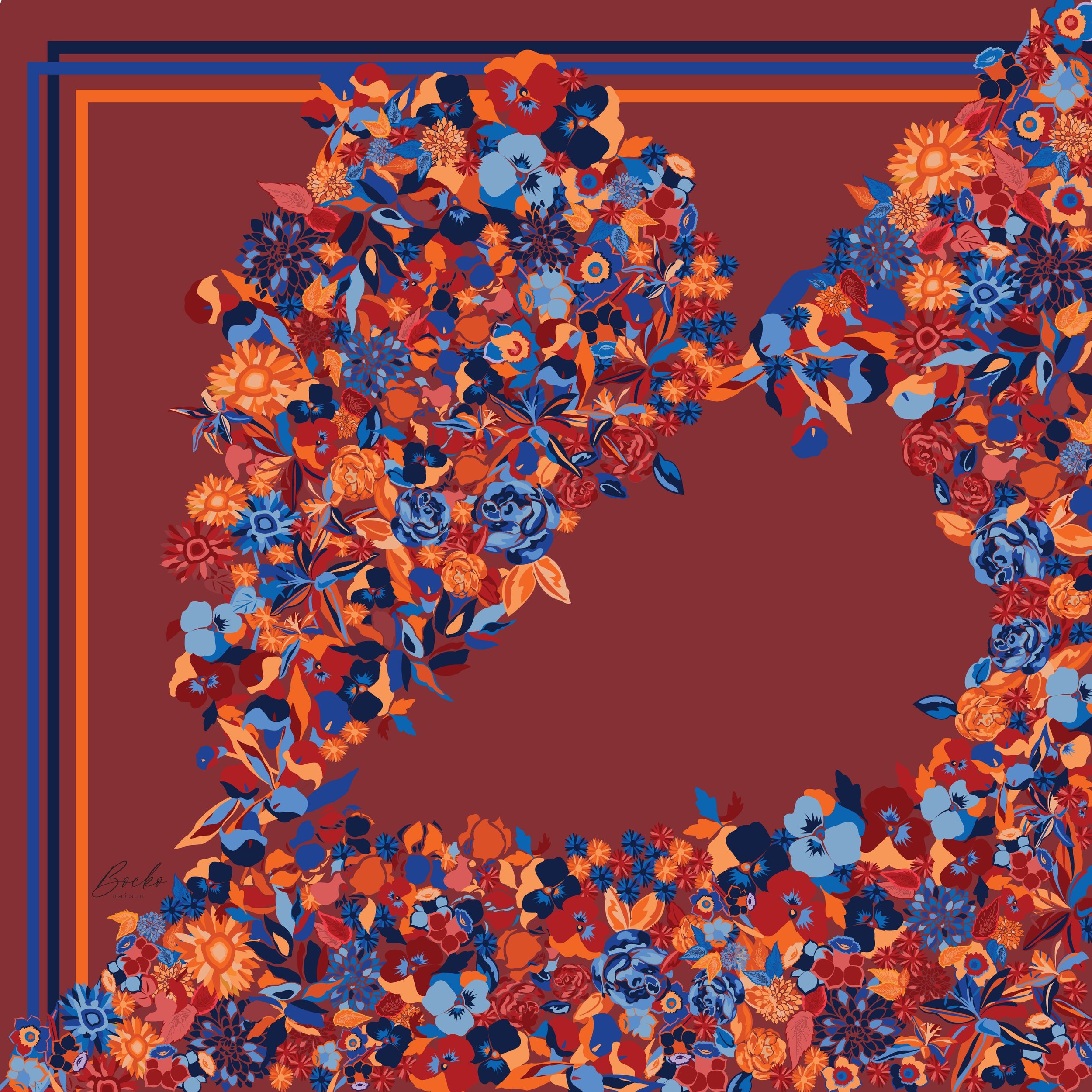 Le Jardin Secret du Coeur carré de soie de 46 cm