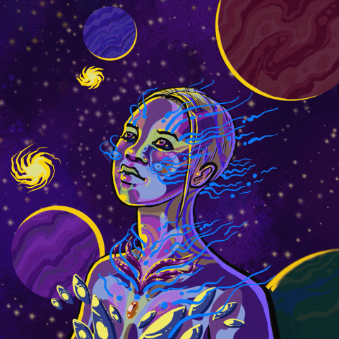 Woman Universe Animated Drawing GIF
