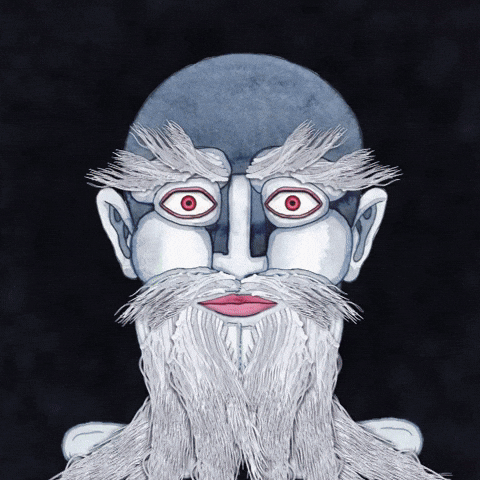 Bearded Man 3D Third eye animated GIF