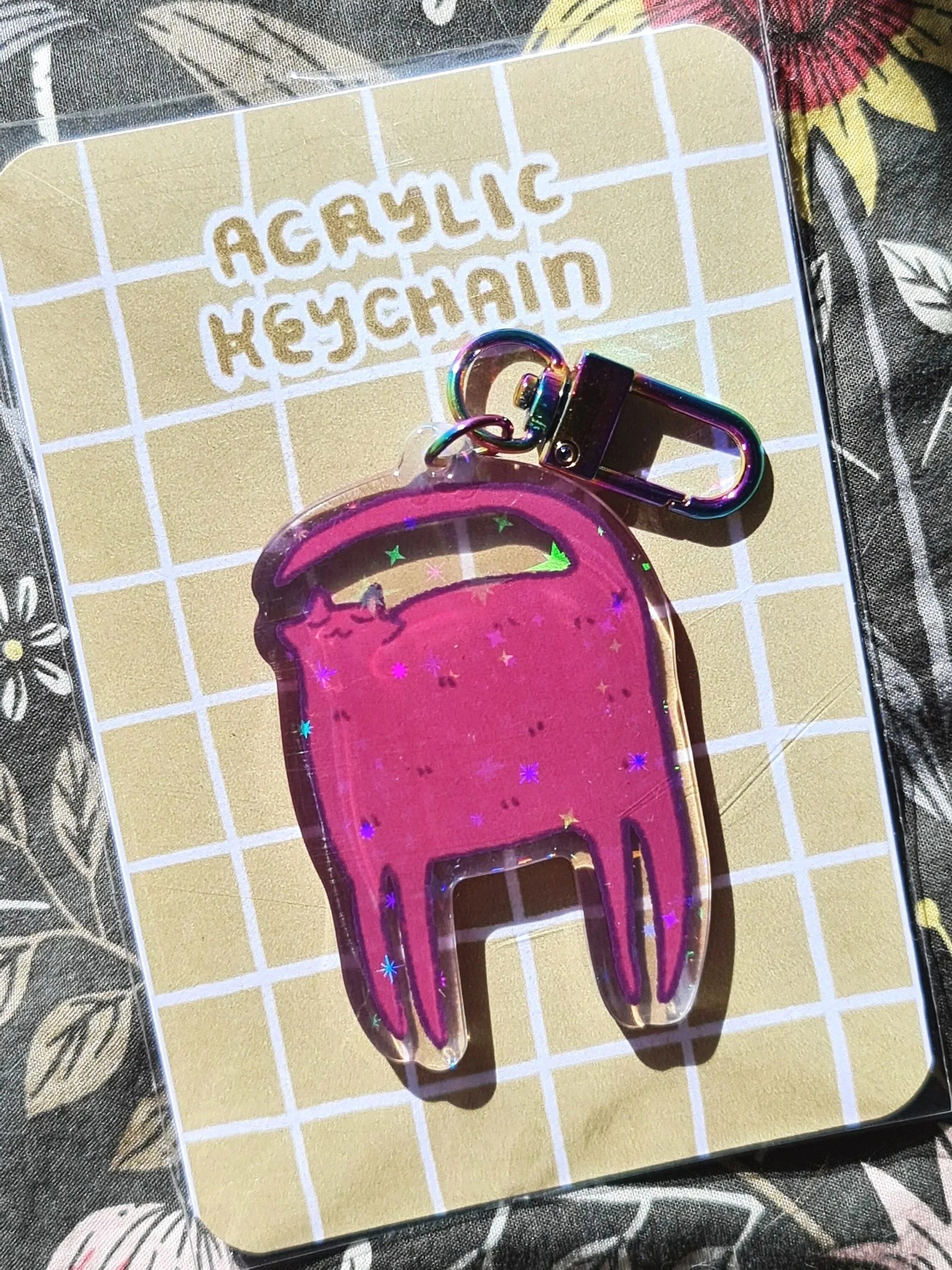 Sparkly Kitty - Holo Epoxy Keychain