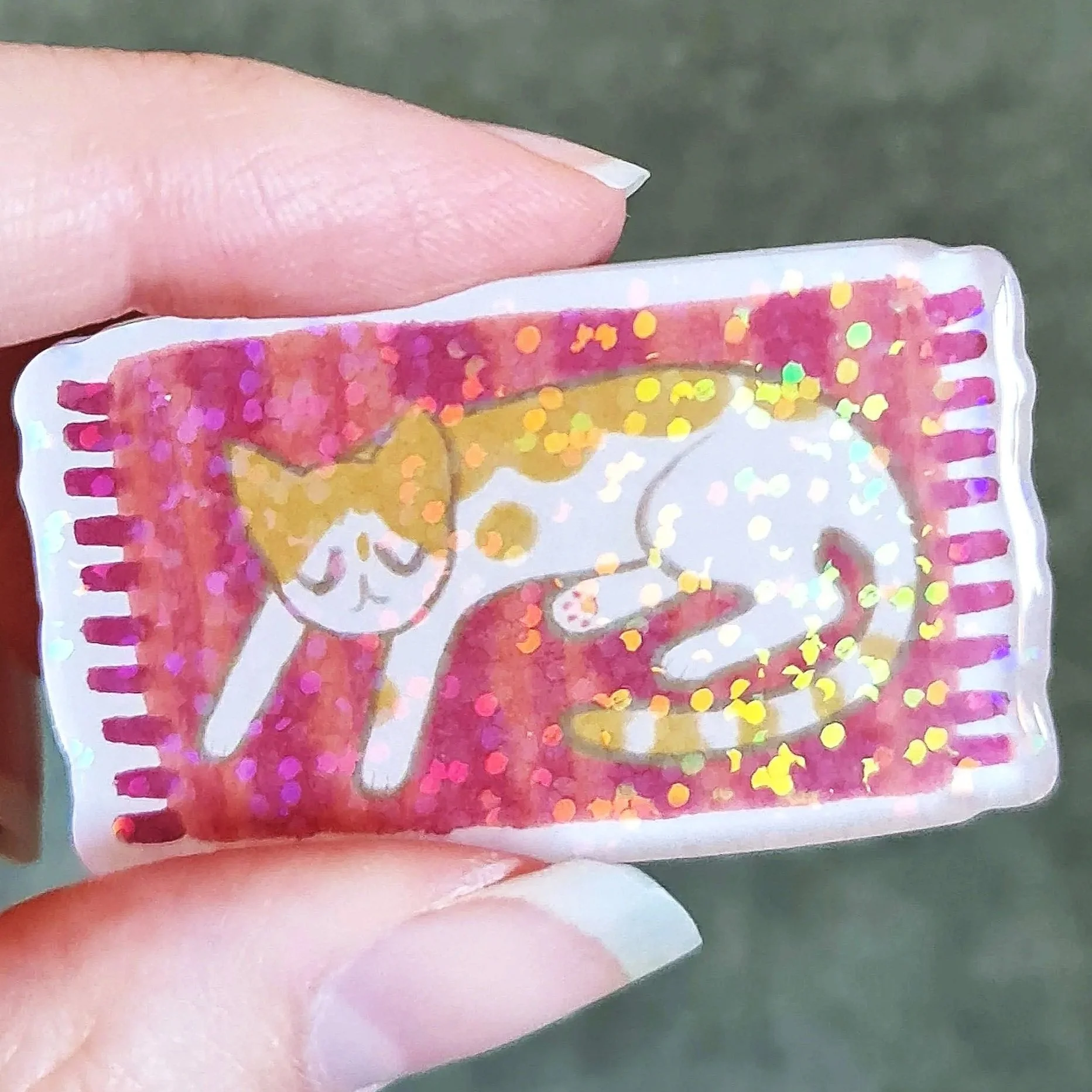 Sleepy Cat -  Holographic Fridge Magnet