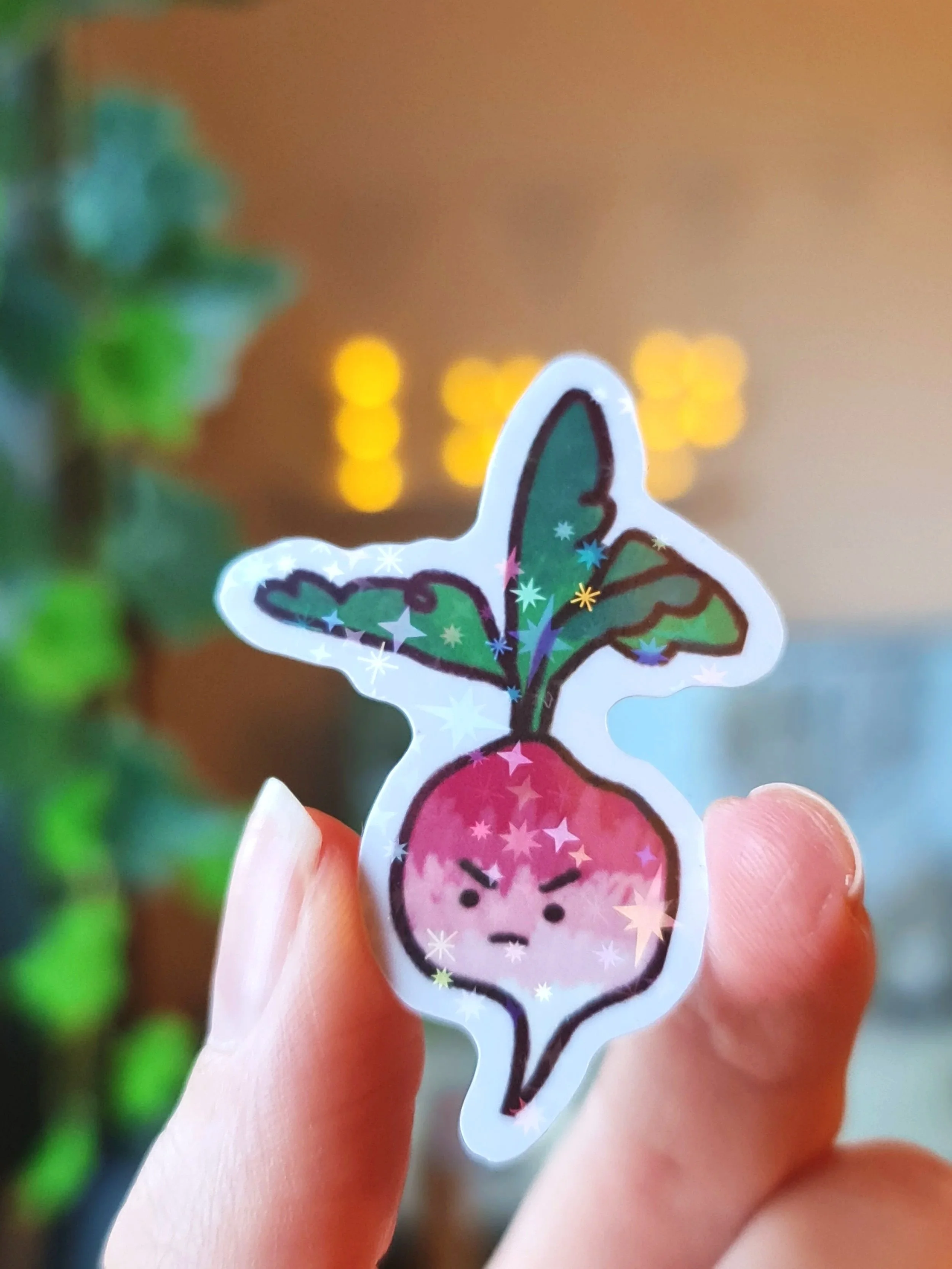 Angry Radish Star Holo Sticker