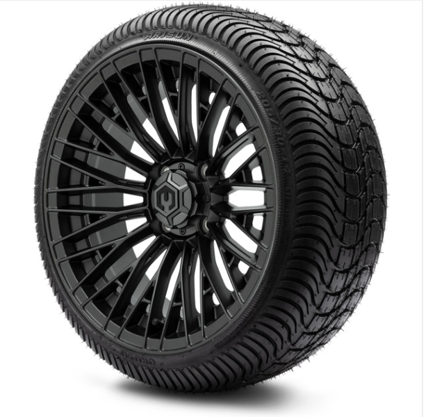 MODZ 14" Reaper Glossy Black Wheels and Street Tires Combo