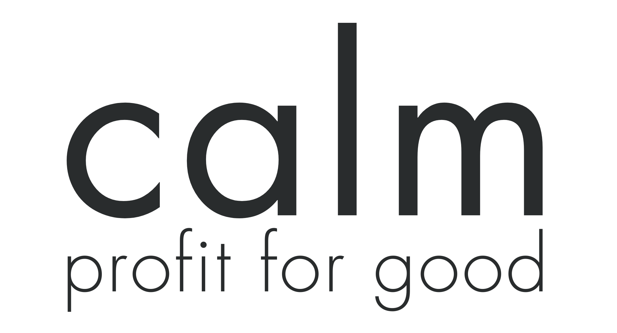 Calm logo with the text 'profit for good' underneath.