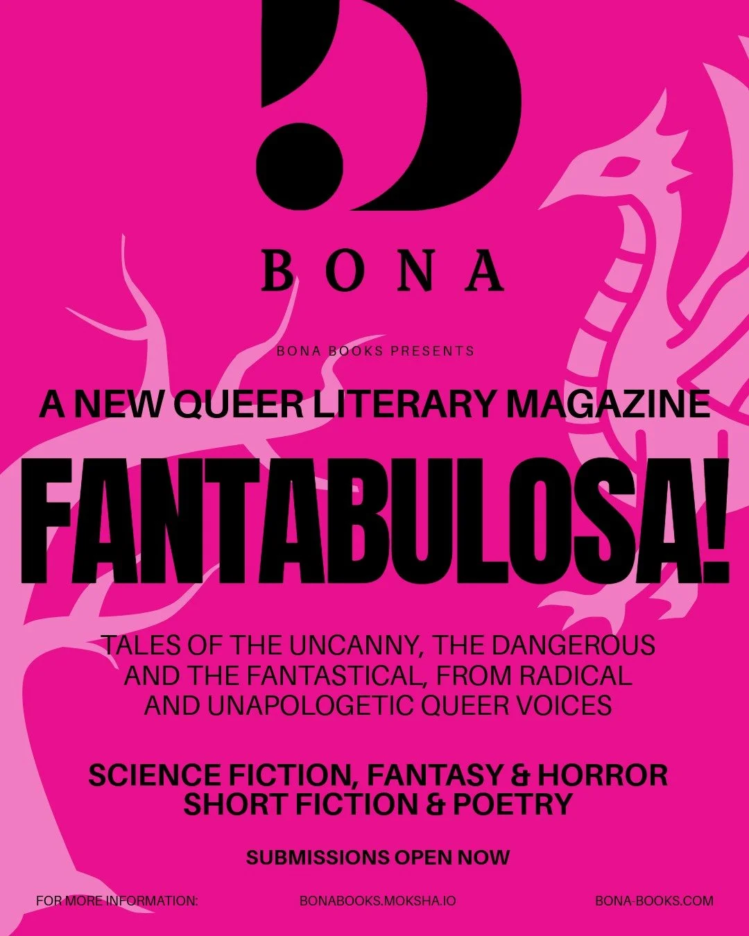 ANNOUNCEMENT🎺🏳️‍🌈🏳️‍⚧️
Introducing our bona new quarterly literary magazine:
FANTABULOSA!
Pushing the boundaries of bold, authentic, QUEER storytelling. Bringing you stories of the uncanny, the dangerous and the fantastical.
And, than