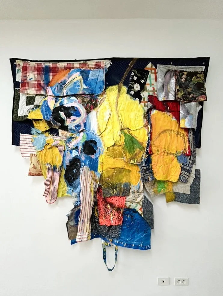  IKEA #6 
 Fabrics, paint, Ikea bag, misc
 203 x 183 x 15 cm
 2017