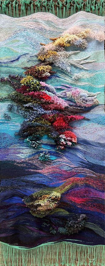  Anastasiia Stefaniuk 
 THE TIME IT TAKES TO HEAL
 2025
 200 x 92 cm
 Handwoven tapestry
 Mixed yarns