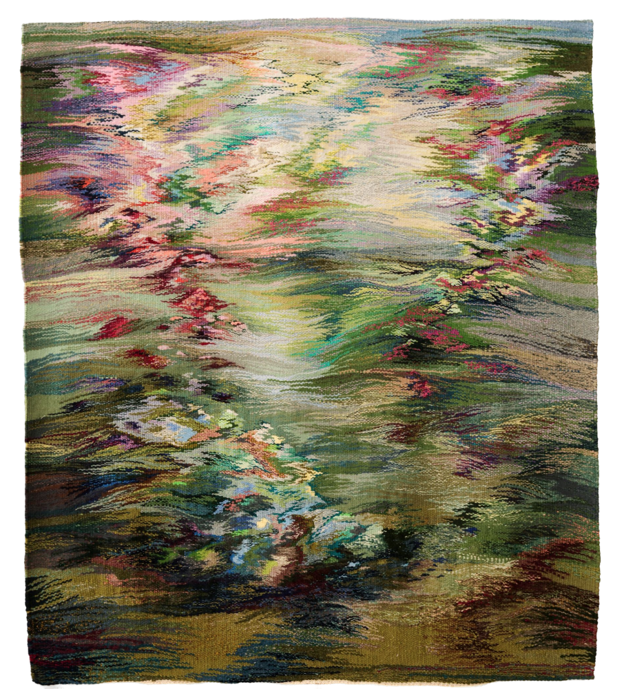  Anastasiia Stefaniuk 
 ALINA & I
 2024
 101 x 83 cm
 Handwoven tapestry
 Mixed yarns