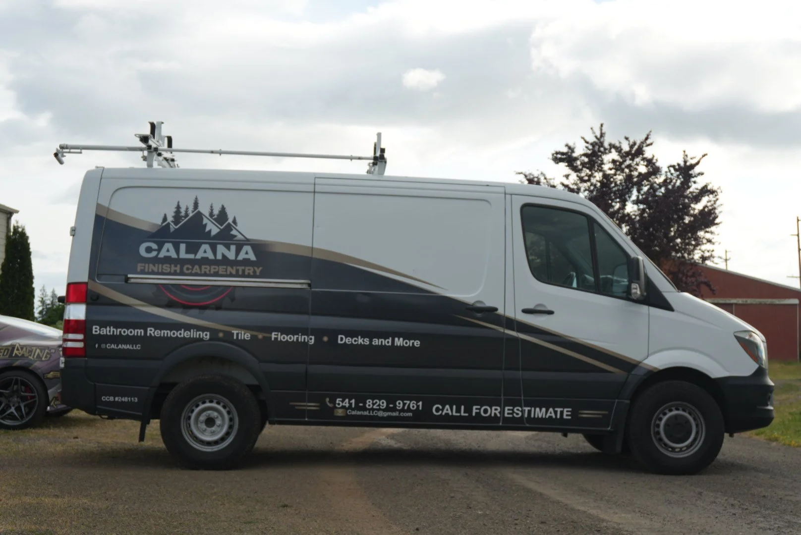 side view of custom design very detailed wrap for business. 