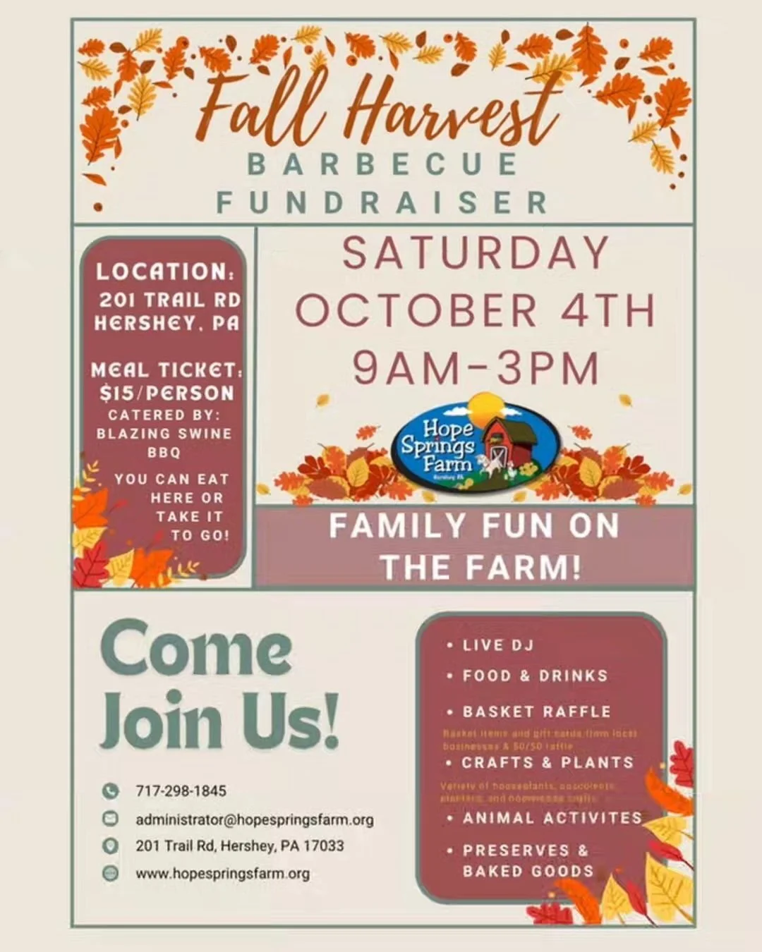 Plan to join @hopespringsfarm for their annual Fall Harvest Celebration next Saturday October 4th 9:00 AM-3:00 PM at the farm (201 Trail Rd. Hershey). This is a unique family-friendly event for you to enjoy all the farm has to offer - browse the flow