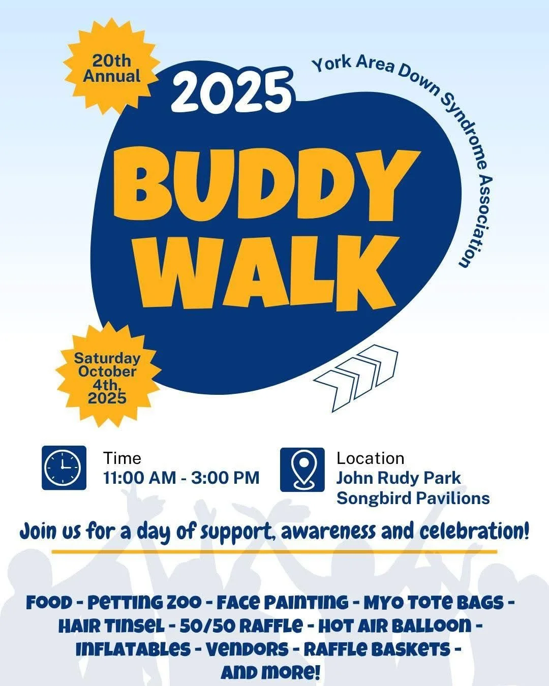 Looking for something to do this Saturday?? Join us at the @yadsa_group Buddy Walk!! Details ⬇️ 

🗓️ When: Saturday, October 4th 2025
⏰ Time: 11:00 AM - 3:00 PM
📍 Place: John Rudy Park - Songbird Pavilions

FUN 🎉
❉ DJ - (who's ready to dance!?)
❉ 