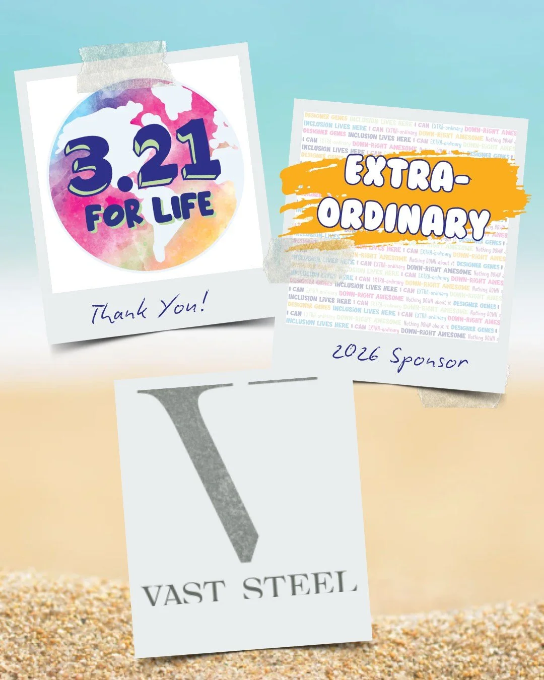 Thank you Vast Steel for being an EXTRA-ORDINARY sponsor for our 5th Annual 3.21 FOR LIFE World Down Syndrome Day Beach Bash 🏖️ 

💙 💛